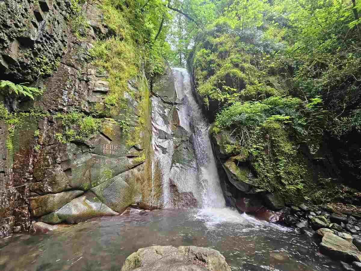 The crystal-clear Sarin Bulag mountain spring flowing from rock in the Talysh Mountains